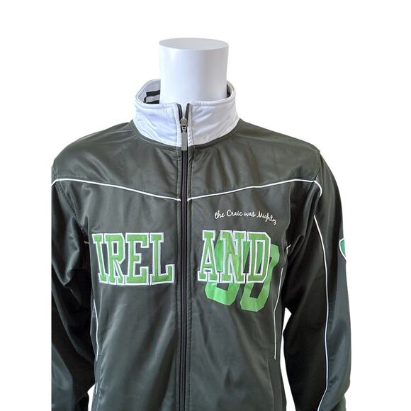 RETRO IRISH Mens Size Large Green Ireland Full Zip Track & Field Active Jacket - Picture 4 of 9